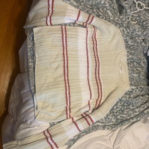 Cozy white and red sweater!!! Seriously soooo soft